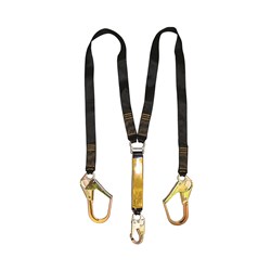 B-Safe Shock Absorbing Twin Lanyard with Webbing and Snap/Scaffold Hooks - 1.5m