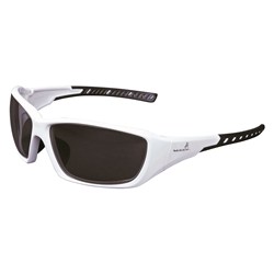 Mack Flyer Safety Spec smoke polarised lens, White frame.MOQ 12 Pairs