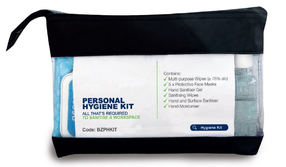 Personal Hygiene Kit Masks, Hand/Surface Sanitiser,Moisturiser and Wipes