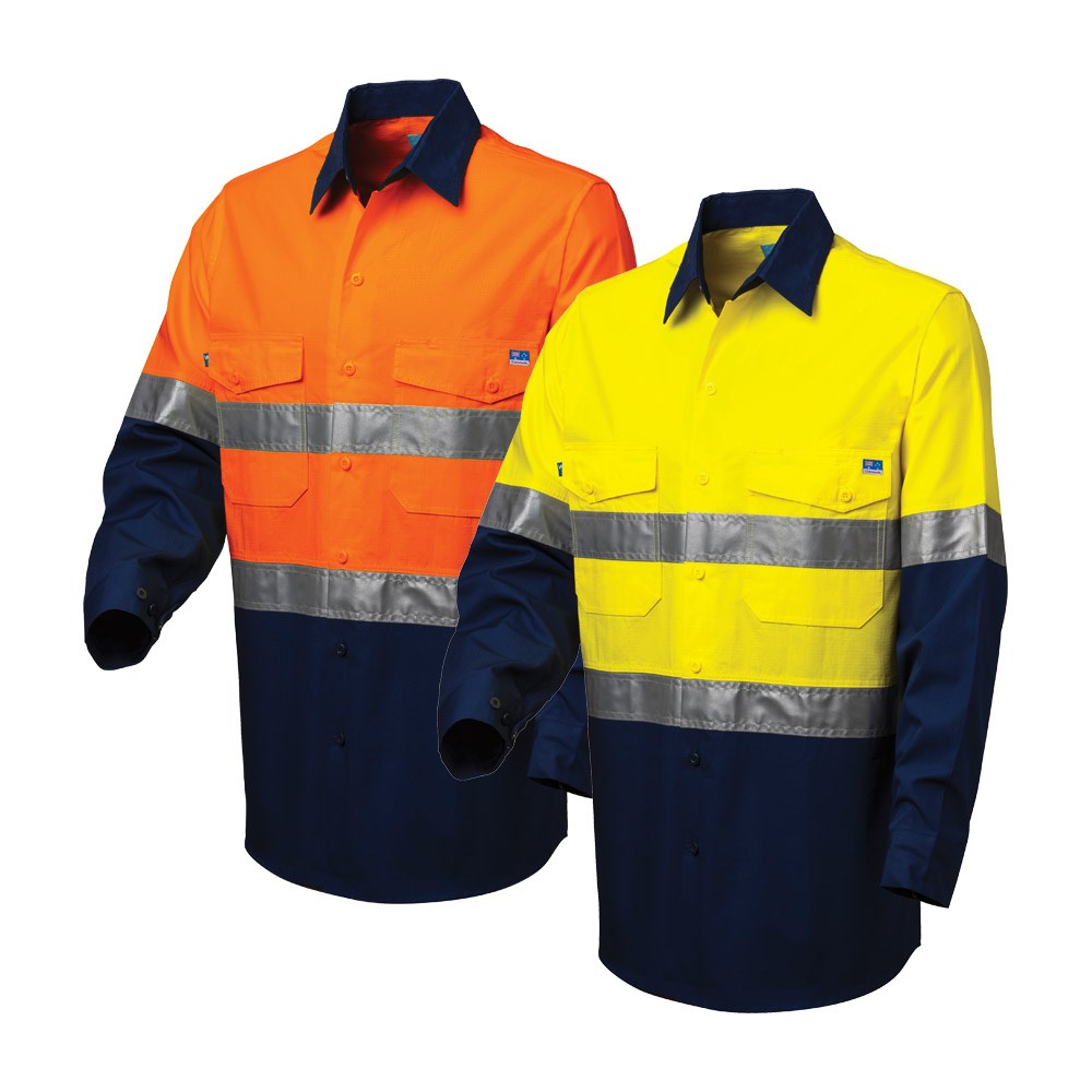 WS Workwear Koolflow Mens Hi-Vis Button 