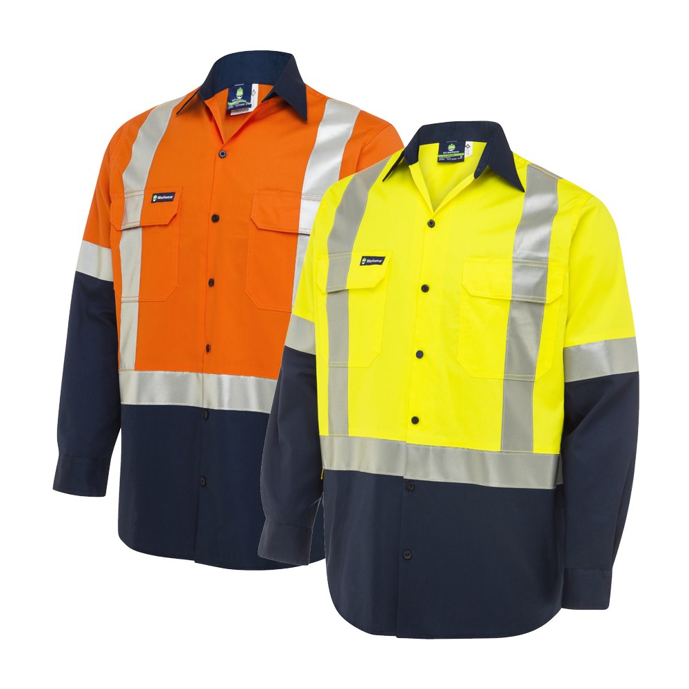 Ws Workwear Koolflow Mens Hi Vis Button Up Shirt With H Reflective Tape