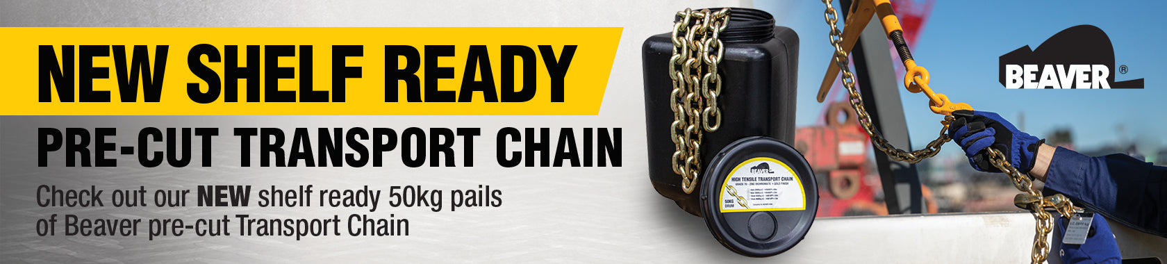 New 50kg Pails of Beaver Pre-Cut Transport Chain