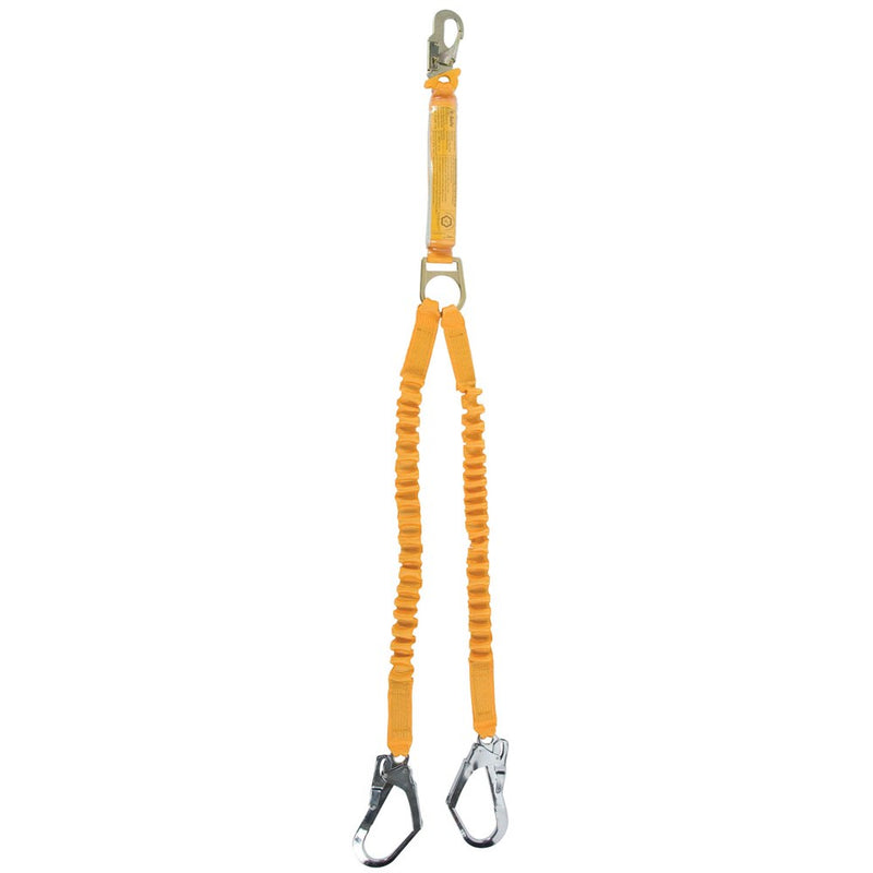 B-Safe Shock Absorbing Lanyard Elasti Twin 1.5M-2M Steel Snap Hook & Scaff Hooks 50kg -140kg