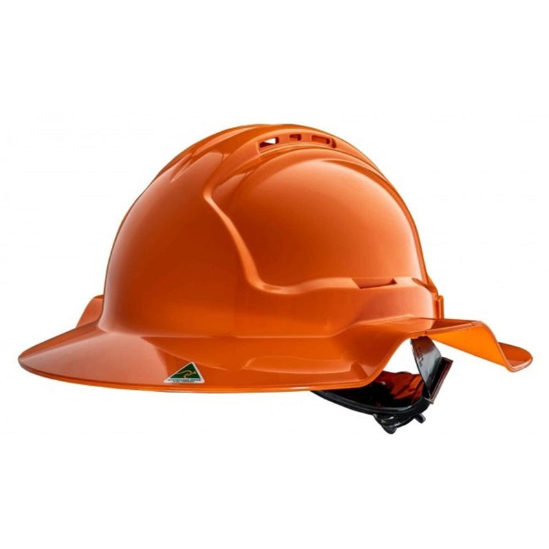 Tuffgard Broad Brim Vented Hard Hat w/ ratchet harness