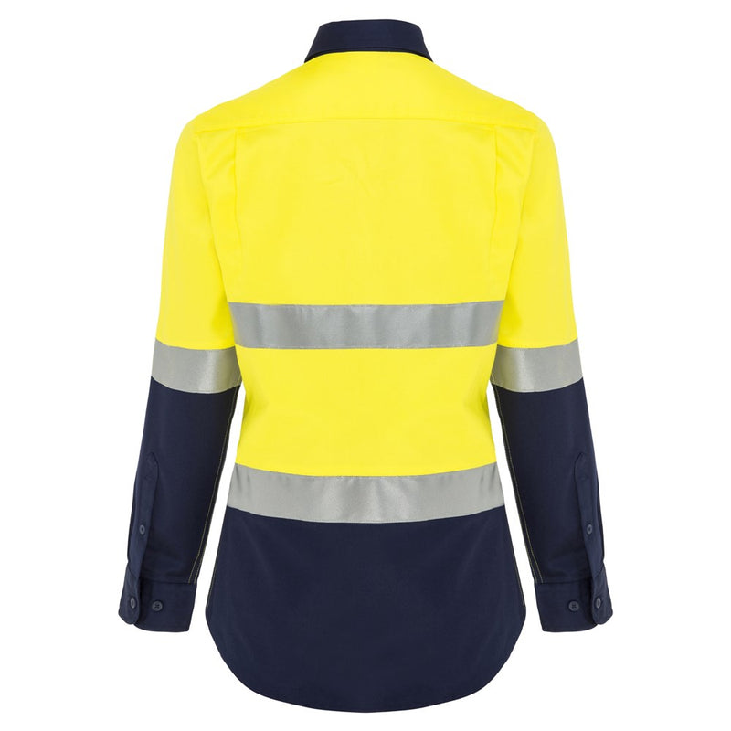 WS Workwear Womens Hi-Vis Button-Up Shirt with Reflective Tape