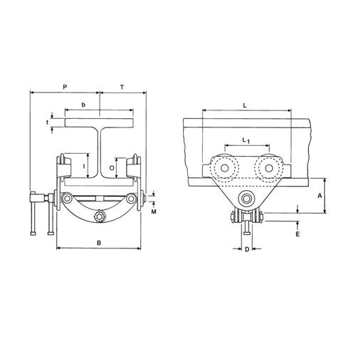 Beaver YT Integral Push Trolley and Girder Clamps (Yellow)