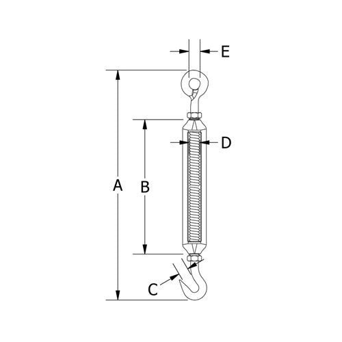 Beaver G316 Stainless Steel Hook and Eye Turnbuckles with Lock Nuts