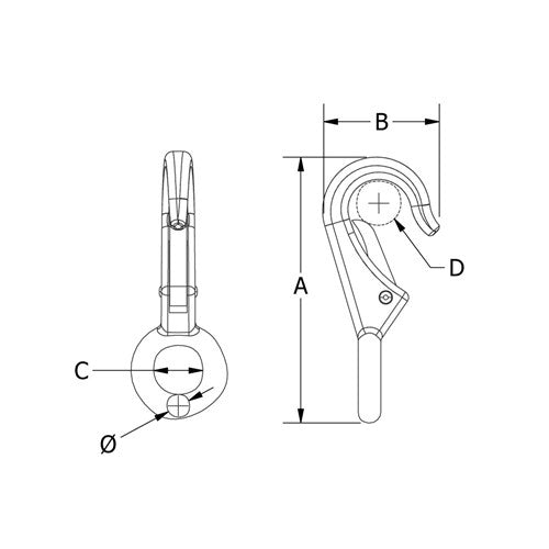 Beaver G316 Stainless Steel Rigid Eye Snap Hook