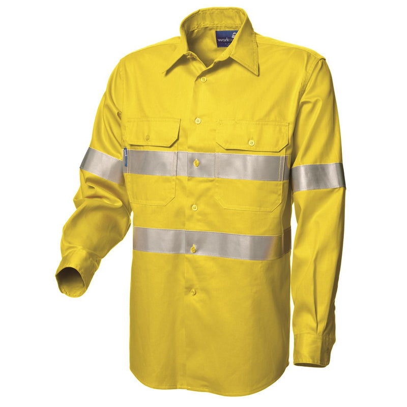 WS Workwear Koolflow Mens Hi-Vis Button-Up Shirt with Reflective Tape