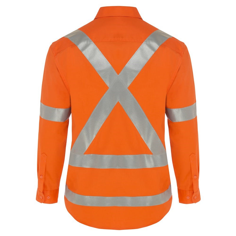 WS Workwear Mens Hi-Vis Drill Button-Up Shirt with H-X-Reflective Tape
