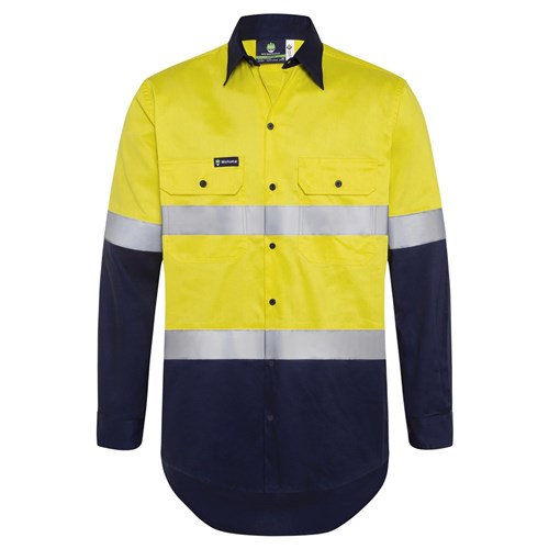 WS Workwear Hi-Vis H-Vent Button- Up Shirt with Reflective Tape