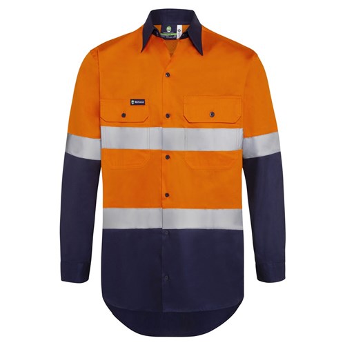 WS Workwear Hi-Vis H-Vent Button- Up Shirt with Reflective Tape